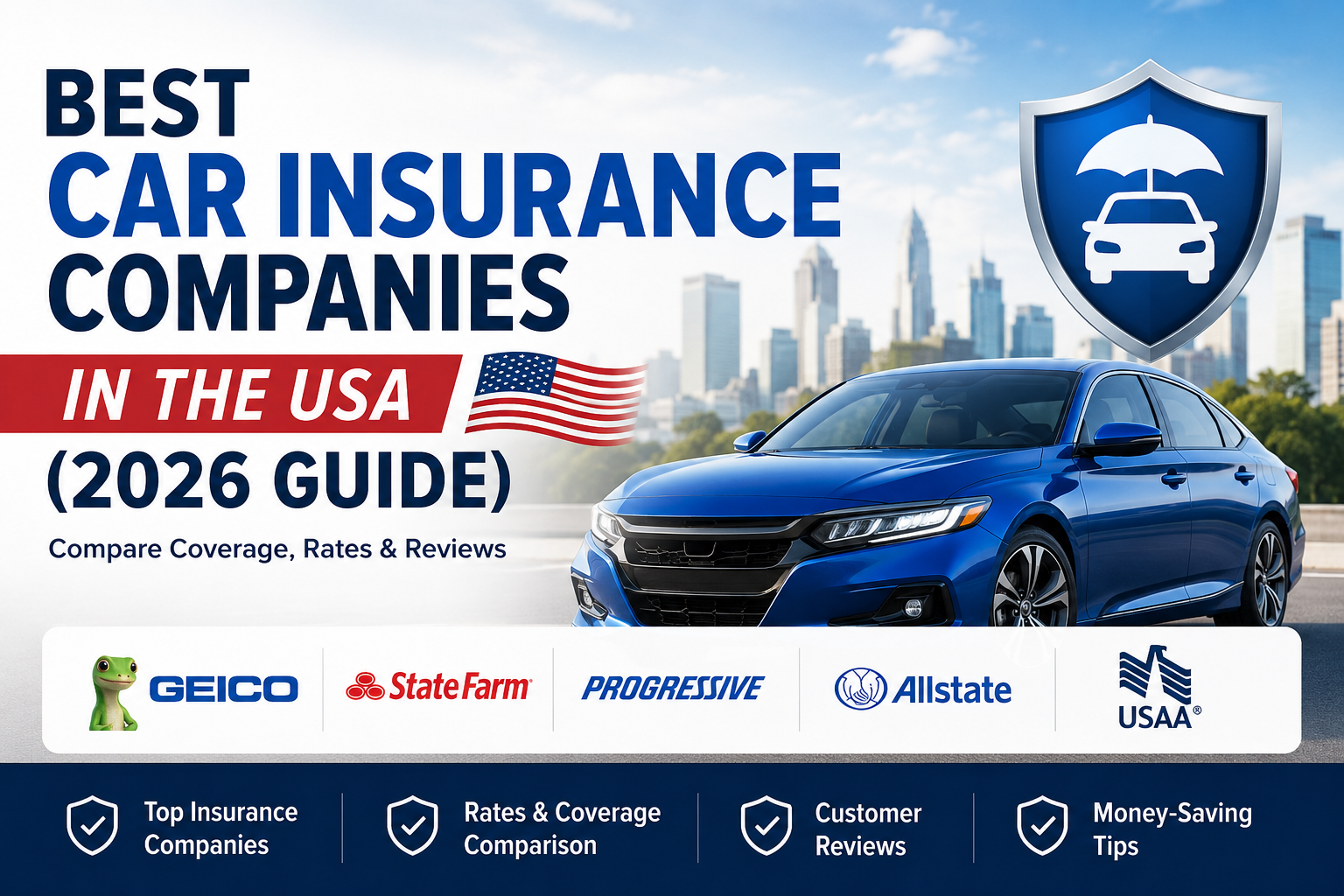 Best car insurance companies in the USA comparing auto insurance coverage and insurance quotes in 2026.